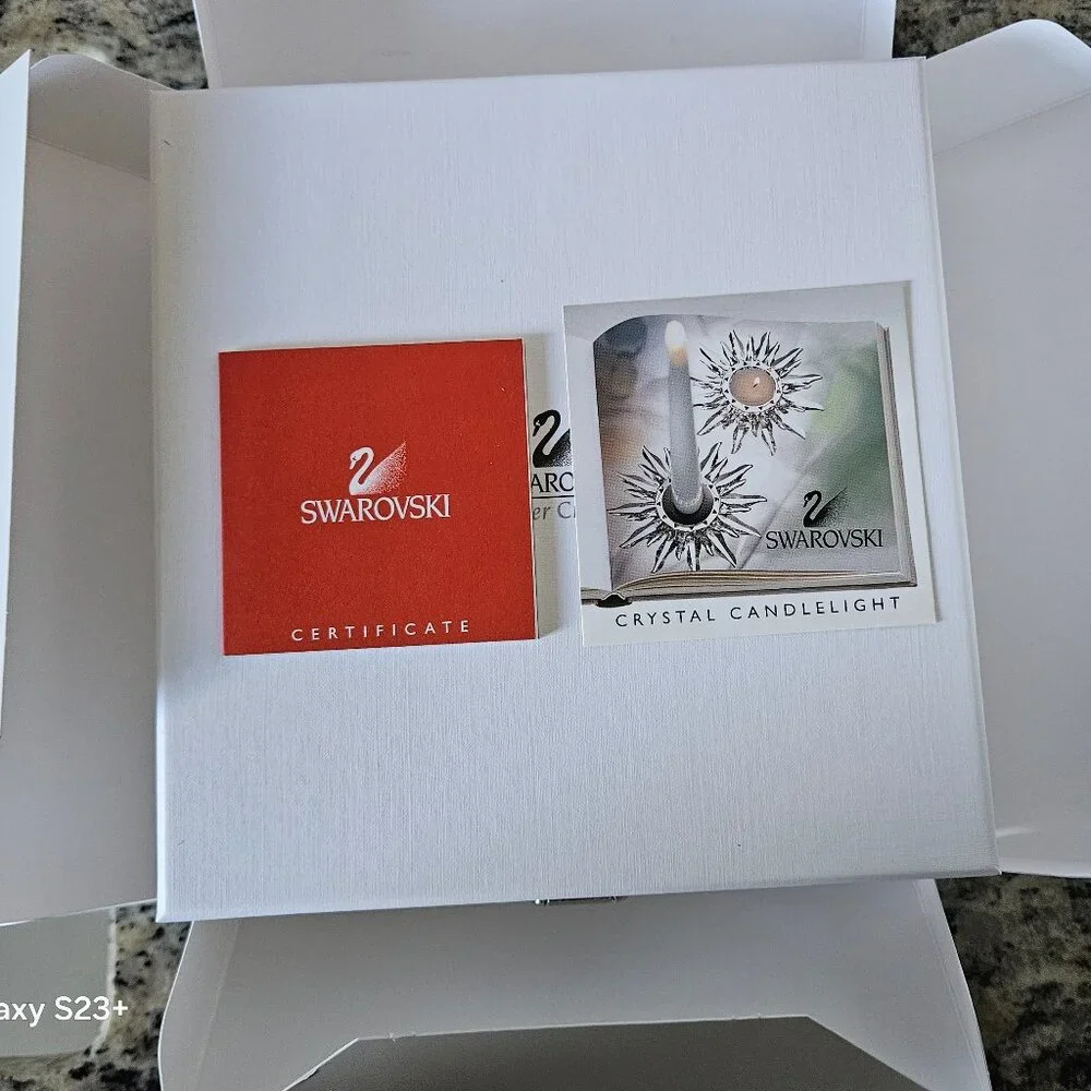 RARE VINTAGE SWAROVSKI CRYSTAL SOLARIS SUN STAR TAPER CANDLEHOLDER ORIGINAL BOX